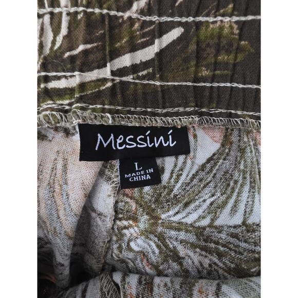 Messini Tropical Linen Blend Pants L Womens Lagen Look Beachy Pull on Comfy - Picture 6 of 7
